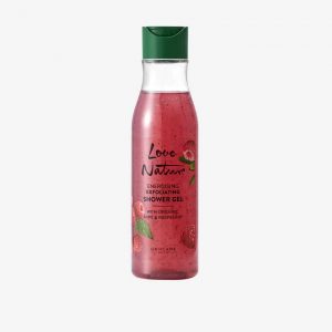 Gel de Duche Esfoliante e Energizante com Menta e Framboesa Biológicas Love Nature